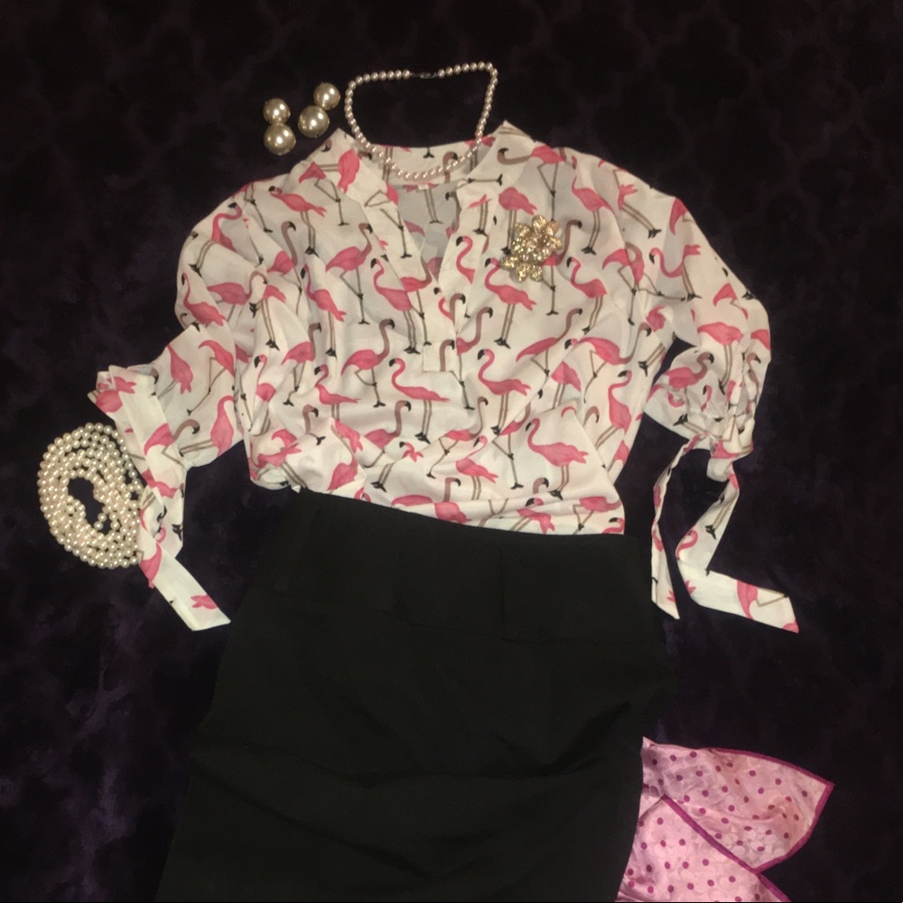 SOLD Cute Tunic Style Flamingo Printed Top